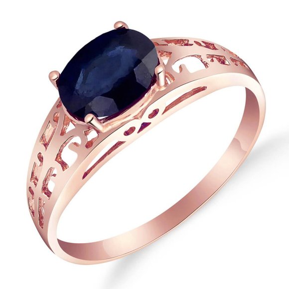 14K SOLID GOLD FILIGREE RING WITH NATURAL SAPPHIRE - Picture 2 of 9